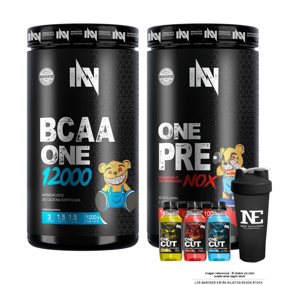 COMBO INN - ONE PRE NOX 1 KG. MORA + BCAA ONE 12000 1 KG. NARANJA + SHAKER - 1
