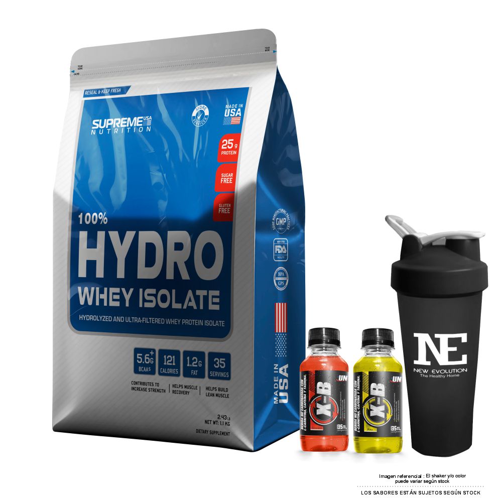 SUPREME NUTRITION 100% HYDRO WHEY ISOLATE 2.43 LIBRAS CHOCOLATE MILK SHAKE + SHAKER - 1