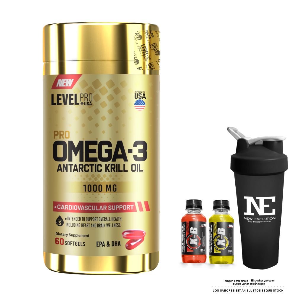 LEVEL PRO OMEGA-3 ANTARCTIC KRILL OIL + SHAKER - 1