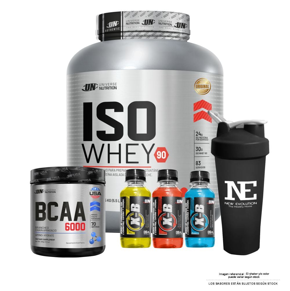 COMBO UNIVERSE NUTRITION - ISO WHEY 90 2.5 KG. CHOCOLATE + BCAA 6000 490 GR. FRUIT PUNCH + SHAKER - 1