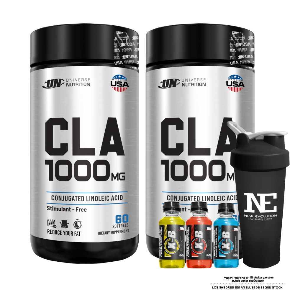 COMBO UNIVERSE NUTRITION - 2 CLA 1000 MG. 60 CAPS. + SHAKER - 1