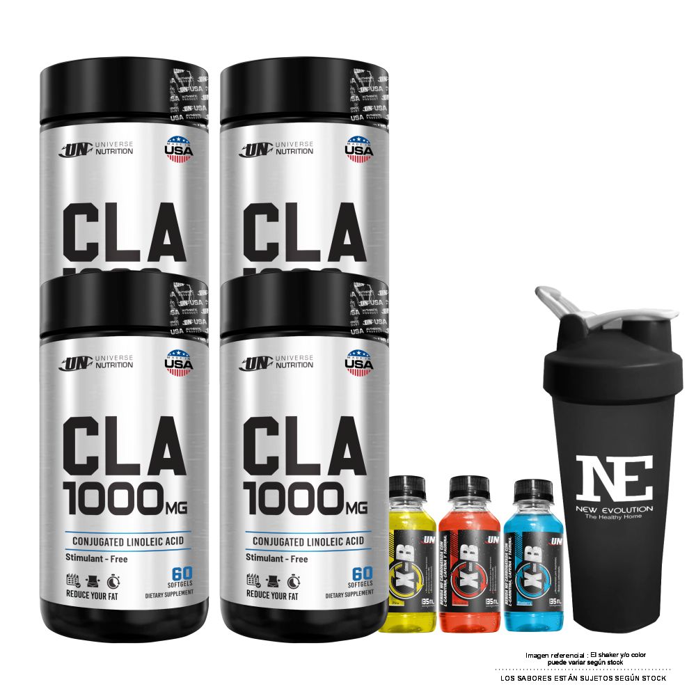 COMBO UNIVERSE NUTRITION - 4 CLA 1000 MG. 60 CAPS. + SHAKER - 1
