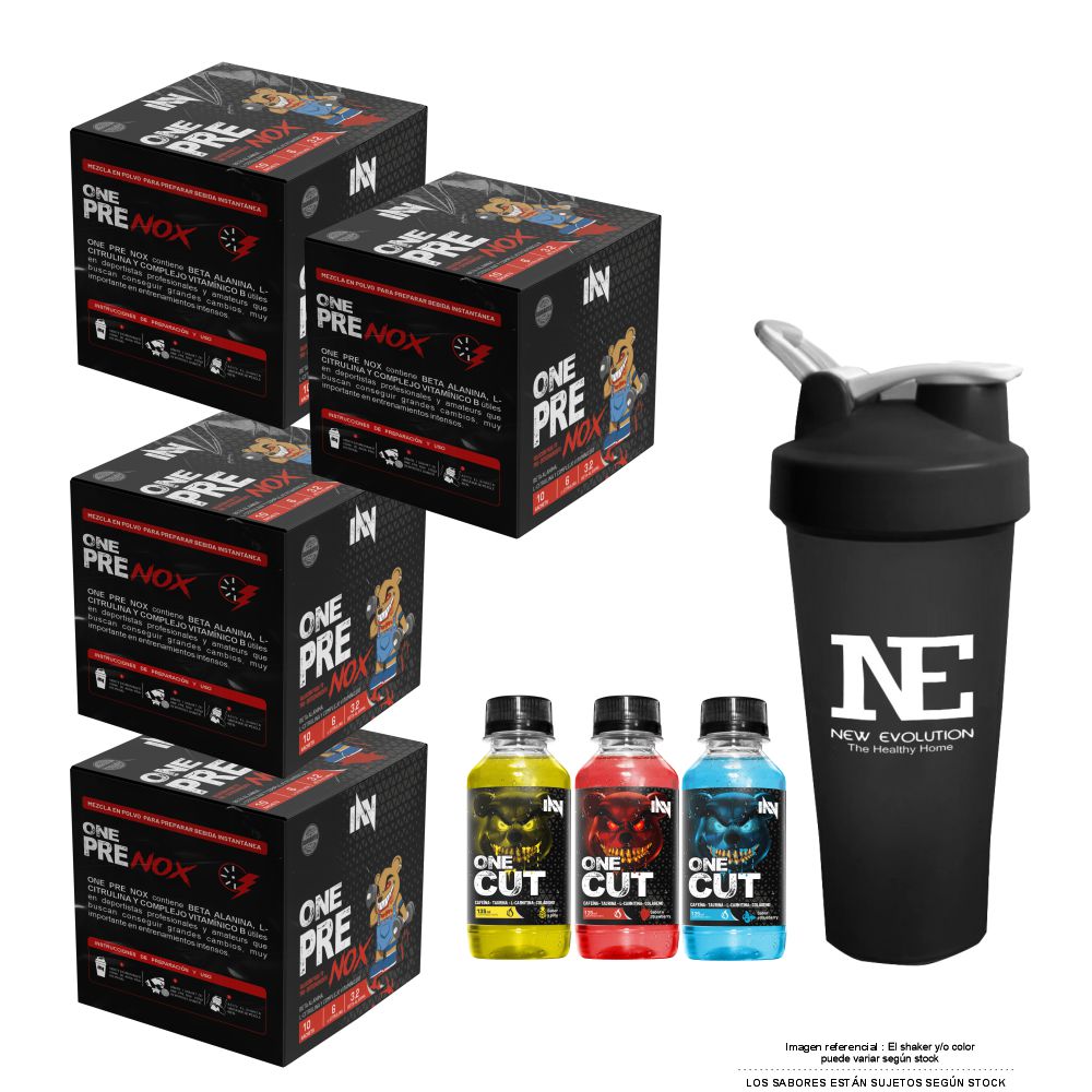 COMBO INN - 4 ONE PRE NOX CAJA 10 UNID. FRUIT PUNCH + SHAKER - 1