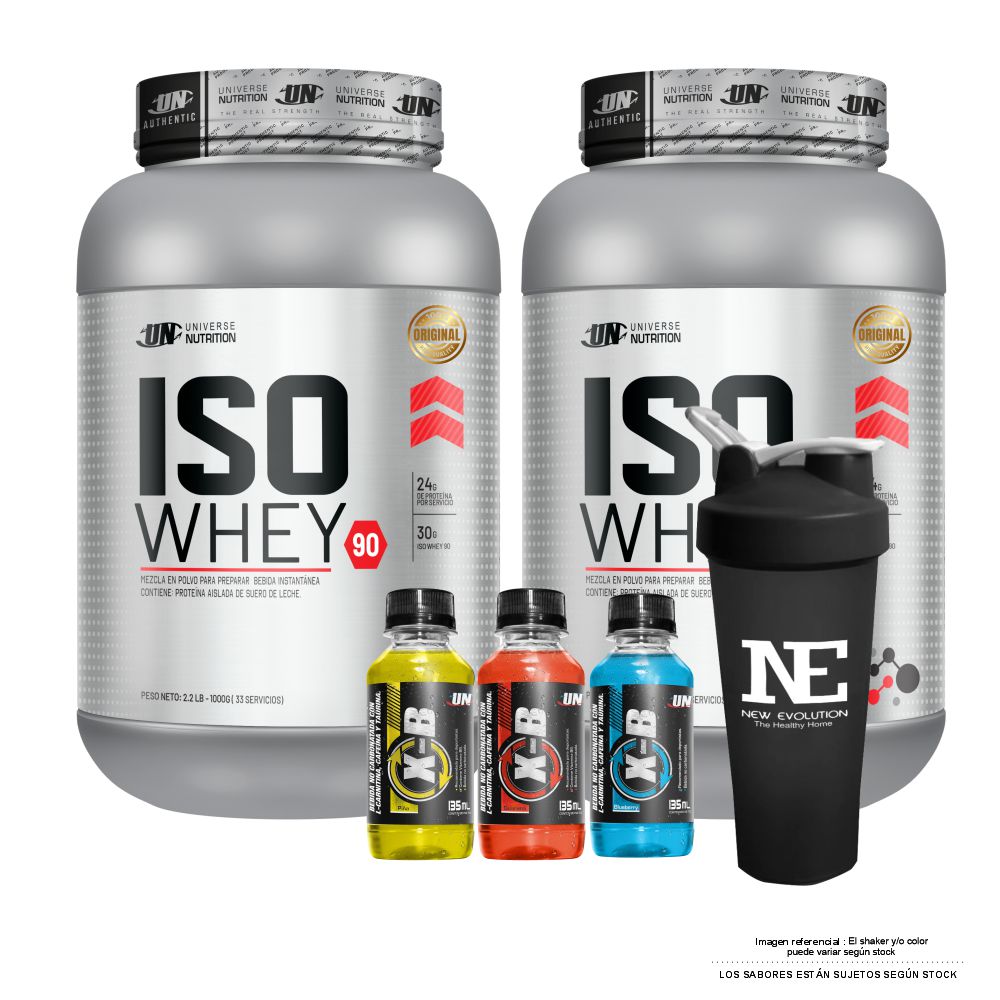 COMBO UNIVERSE NUTRITION - 2 ISO WHEY 90 1 KG. CHOCOLATE + SHAKER - 1
