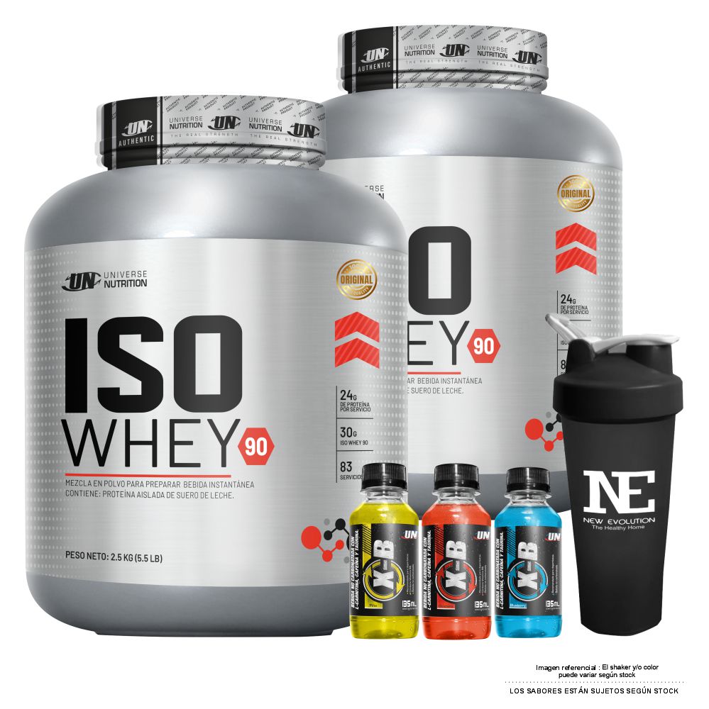 COMBO UNIVERSE NUTRITION - 2 ISO WHEY 90 2.5 KG. CHOCOLATE + SHAKER - 1