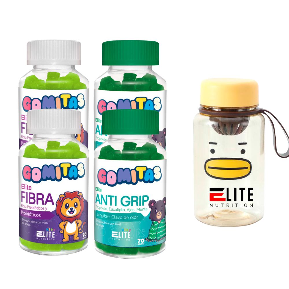 COMBO GOMITAS PARA NIÑOS ELITE NUTRITION KIDS - 2 ELITE FIBRA + 2 ELITE ANTI GRIP + TOMATODO - 1