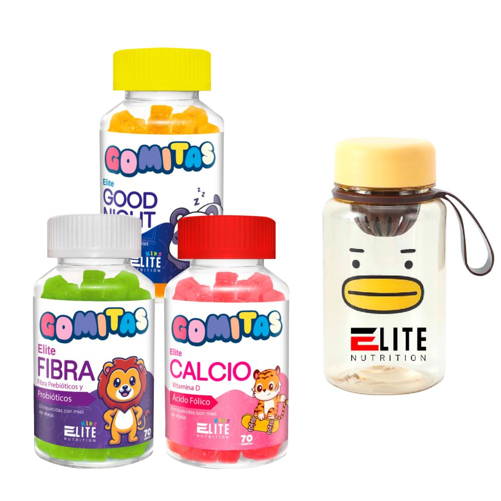 COMBO GOMITAS PARA NIÑOS ELITE NUTRITION KIDS - ELITE FIBRA + ELITE GOOD NIGHT + ELITE CALCIO + TOMATODO - 1