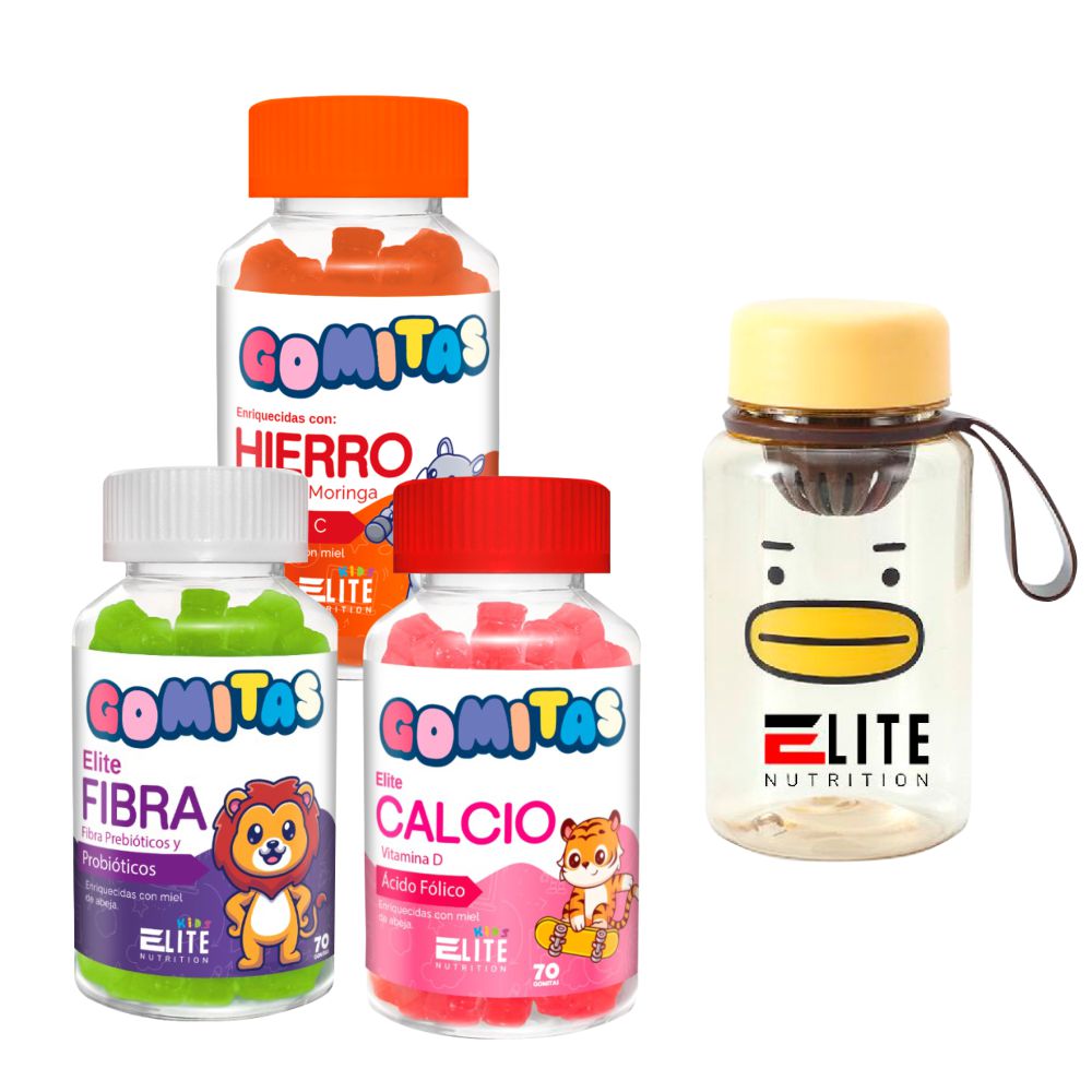 COMBO GOMITAS PARA NIÑOS ELITE NUTRITION KIDS - ELITE CALCIO + ELITE FIBRA + ELITE HIERRO + TOMATODO - 1