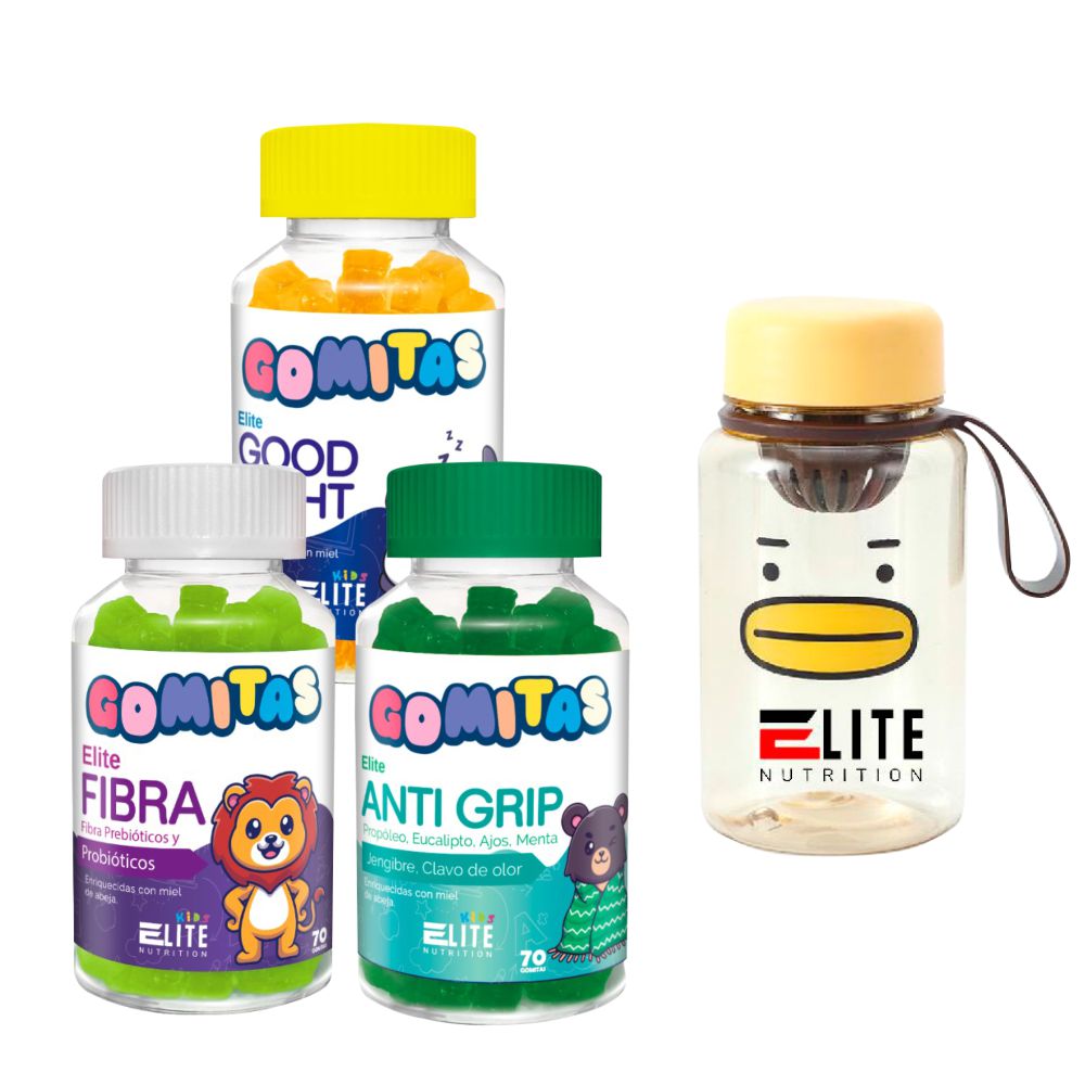 COMBO GOMITAS PARA NIÑOS ELITE NUTRITION KIDS - ELITE GOOD NIGHT + ELITE ANTI GRIP + ELITE FIBRA + TOMATODO - 1