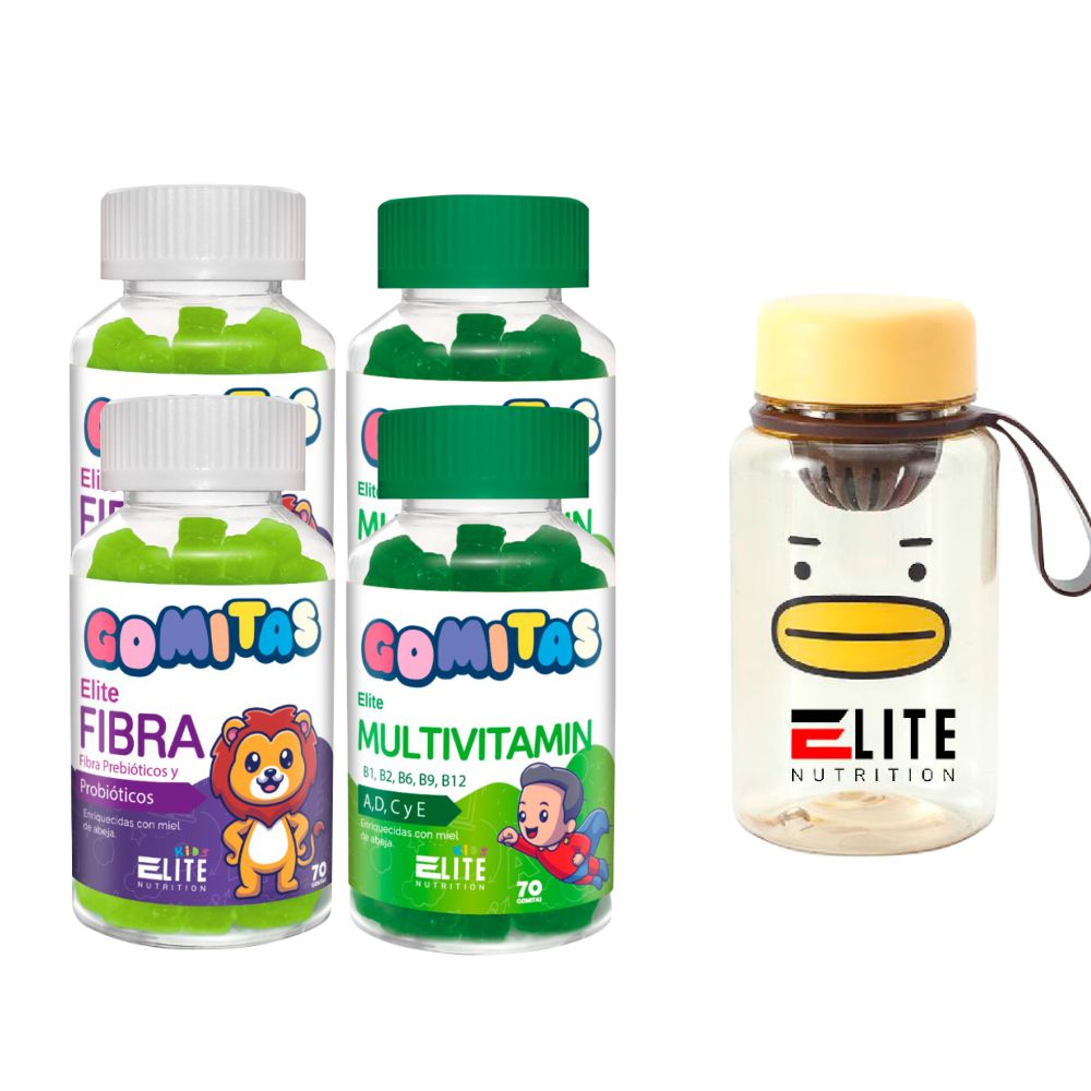 COMBO GOMITAS PARA NIÑOS ELITE NUTRITION KIDS - 2 ELITE FIBRA + 2 ELITE MULTIVITAMIN + TOMATODO - 1