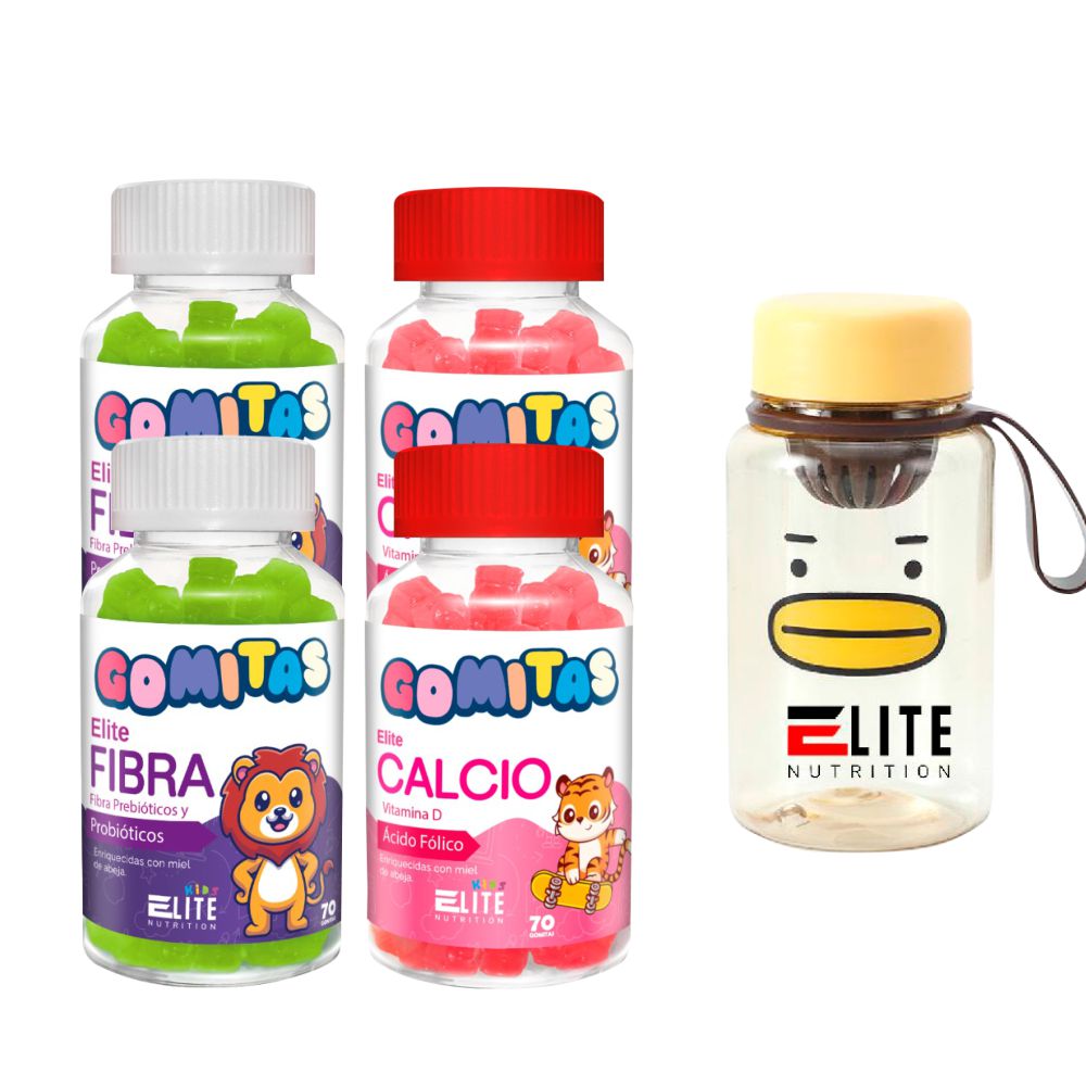 COMBO GOMITAS PARA NIÑOS ELITE NUTRITION KIDS - 2 ELITE FIBRA + 2 ELITE CALCIO + TOMATODO - 1