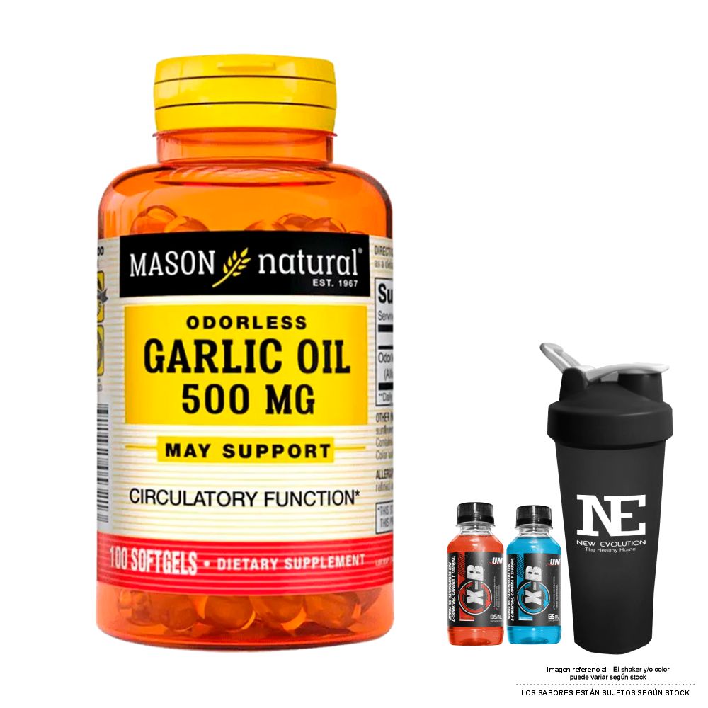 VITAMINAS MASON NATURAL - ACEITE DE AJO 500 MG (100 SOFTG) + SHAKER - 1