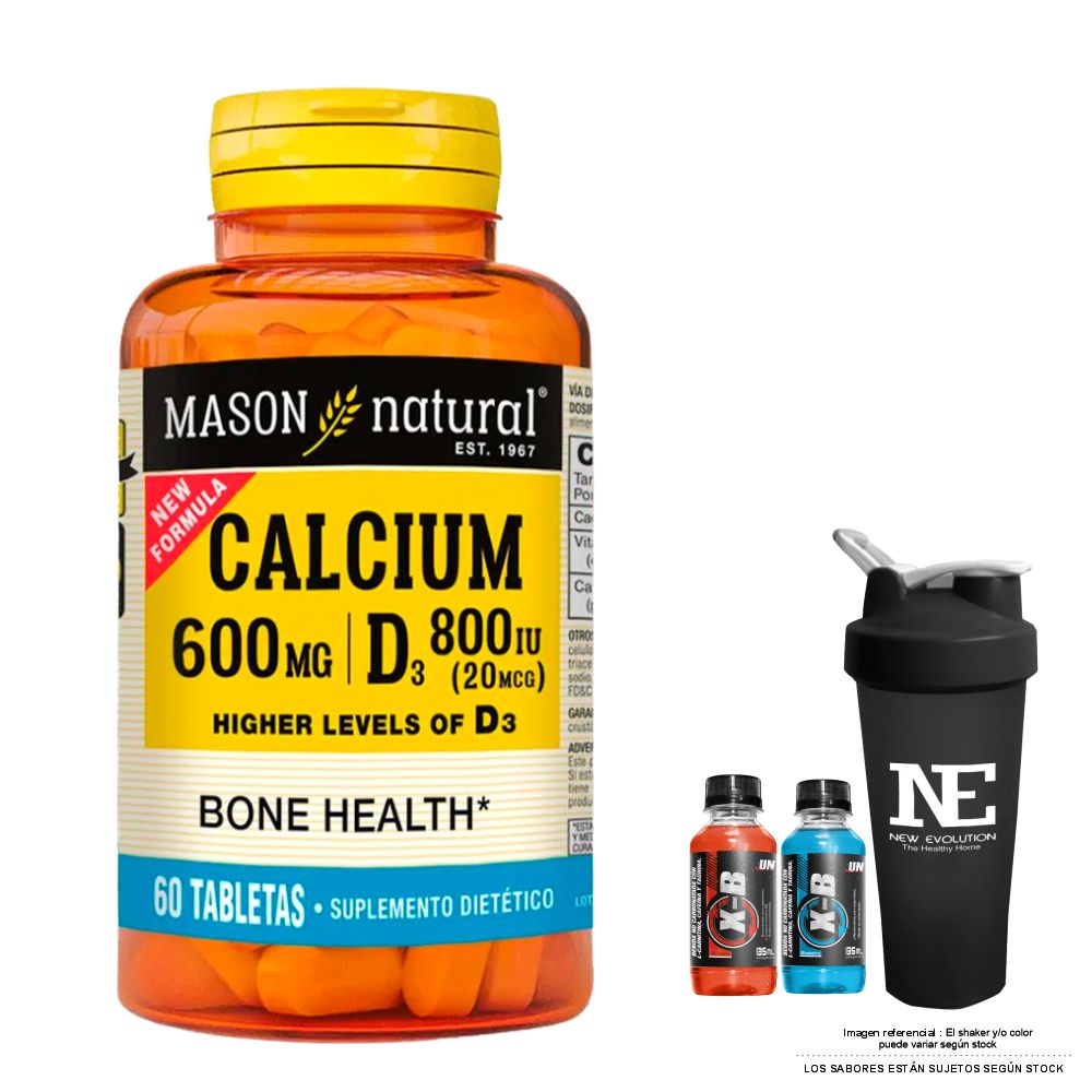 VITAMINAS MASON NATURAL - CALCIO 600MG D3 800IU (20 MCG) (60 TAB) + SHAKER - 1