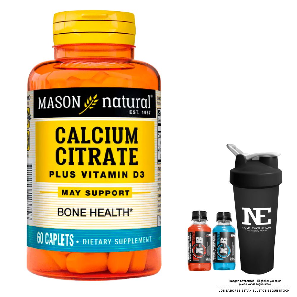VITAMINAS MASON NATURAL - CITRATO DE CALCIO CON VITAMINA D3 (60 TAB) + SHAKER - 1