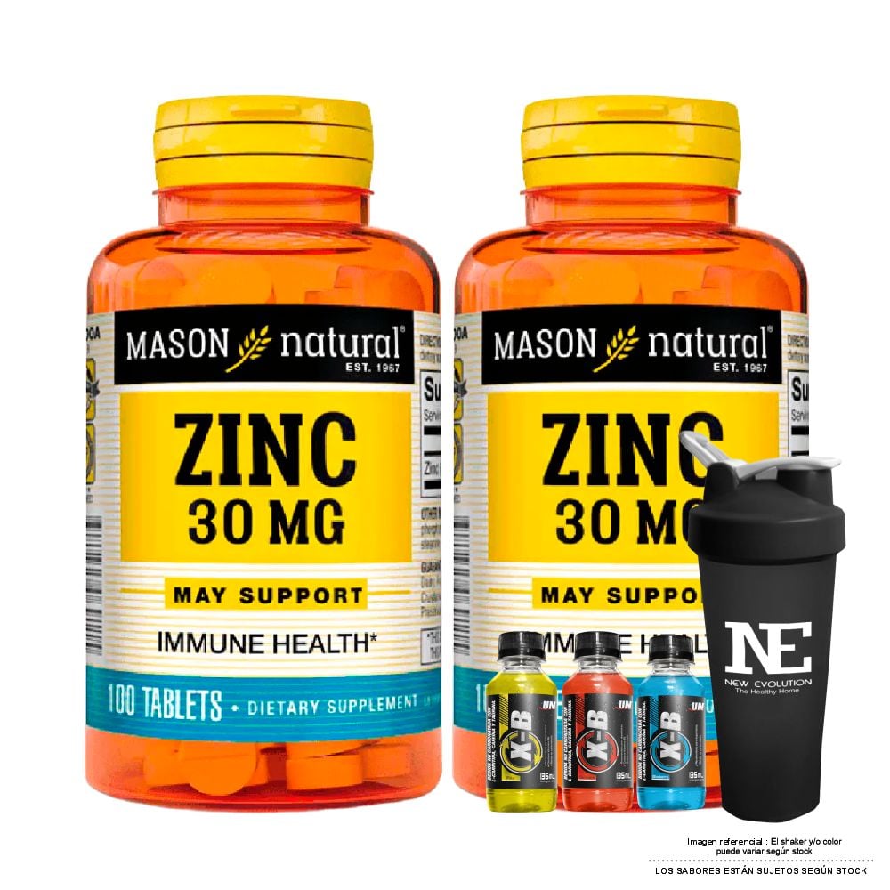 COMBO VITAMINAS MASON NATURAL - 2 ZINC 30 MG (100 TAB) + SHAKER - 1