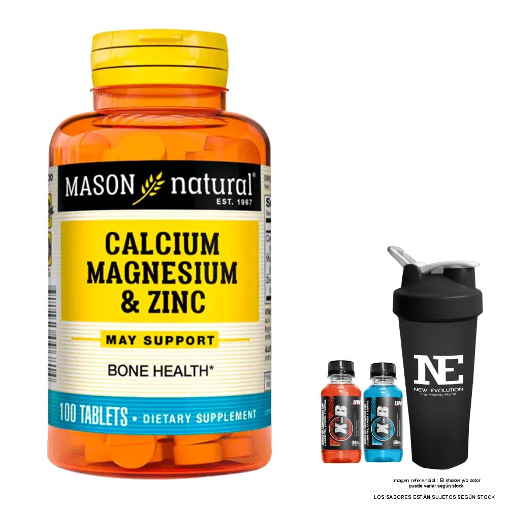 VITAMINAS MASON NATURAL - CALCIO, MAGNESIO Y ZINC (100 TAB) + SHAKER - 1