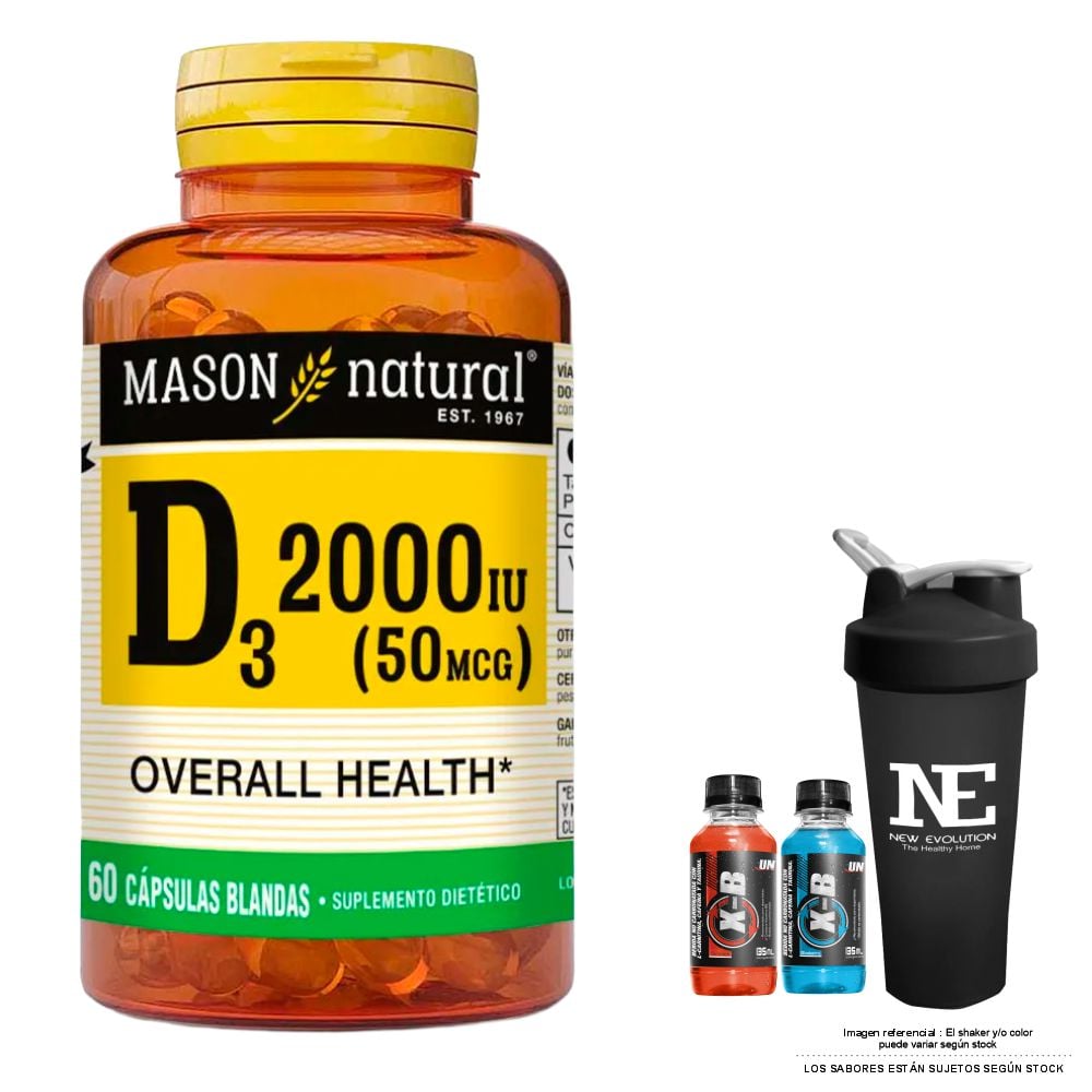 VITAMINAS MASON NATURAL - D-3 2000 UI (60 SOFTG) + SHAKER - 1