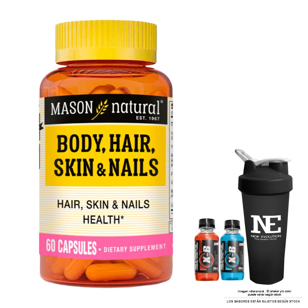 VITAMINAS MASON NATURAL - MULTIVITAMÍNICO PARA CABELLO, PIEL Y UÑAS (60 CAP) + SHAKER - 1