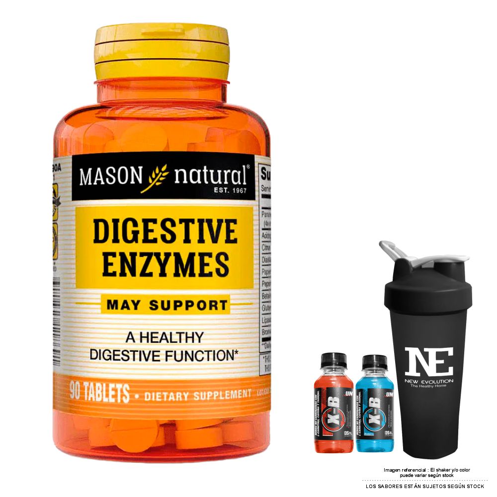 VITAMINAS MASON NATURAL - ENZIMAS DIGESTIVAS (90 TAB) + SHAKER - 1