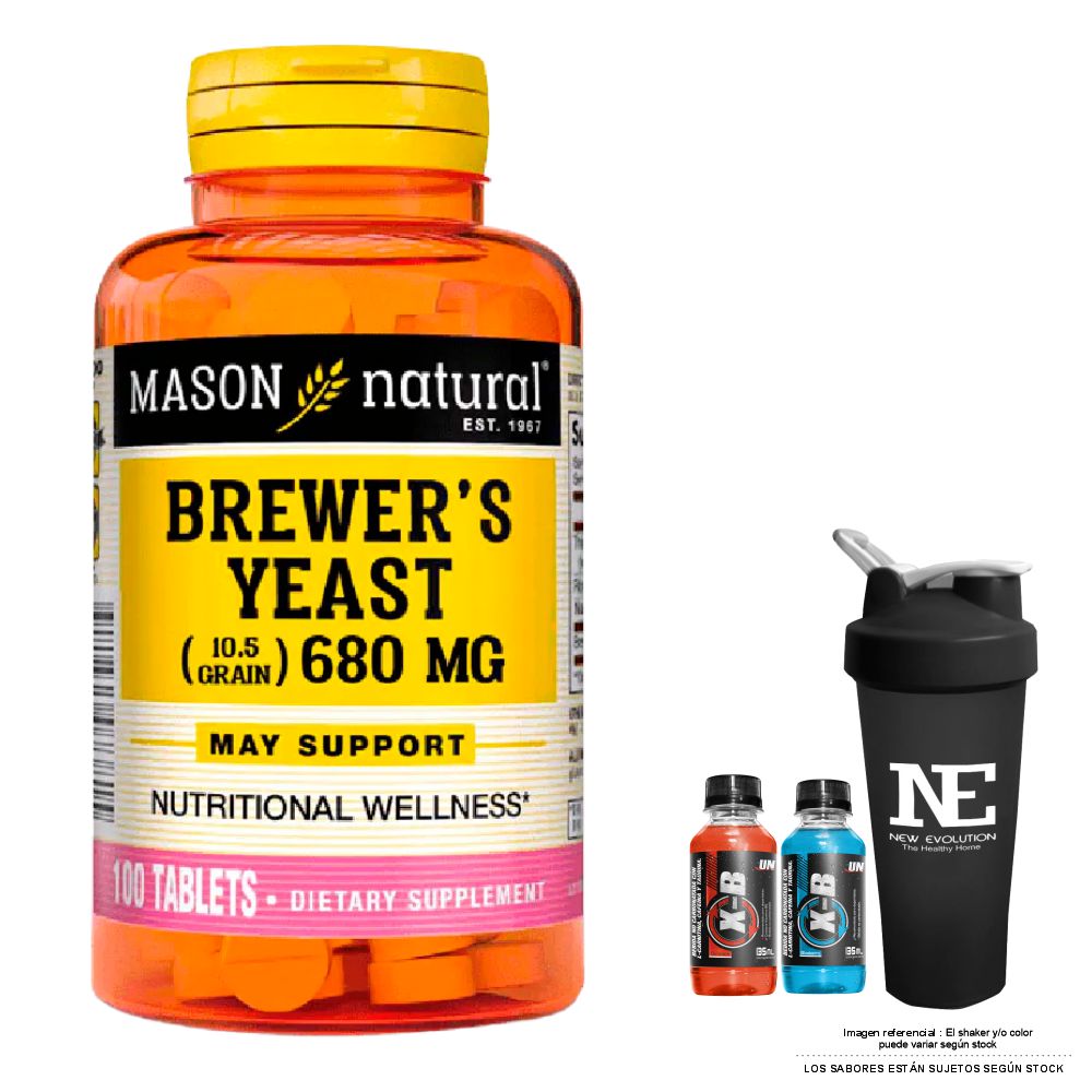 VITAMINAS MASON NATURAL - LEVADURA DE CERVEZA 680 MG (100 TAB) + SHAKER - 1