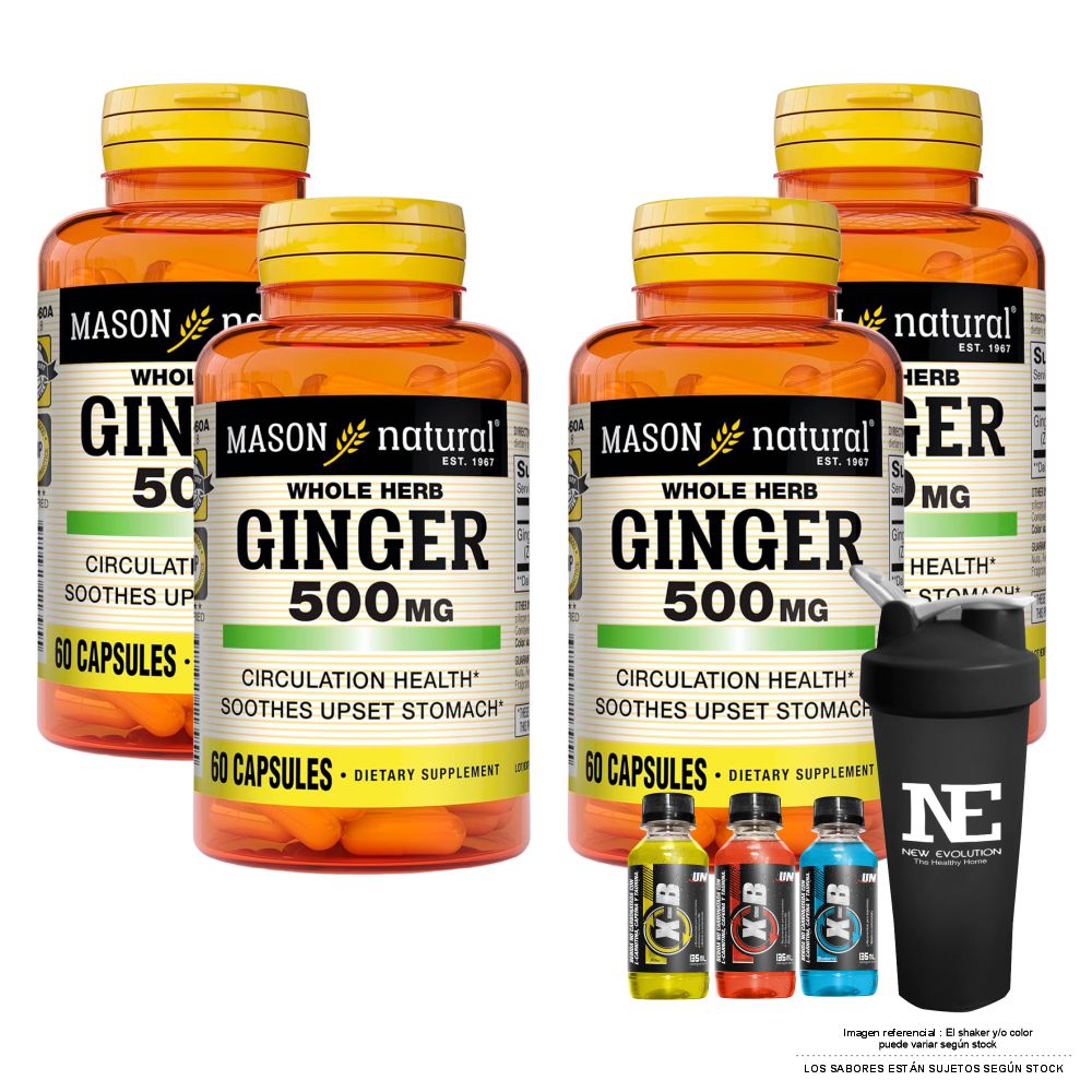 COMBO VITAMINAS MASON NATURAL - 4 GINGER (KION) 500 MG (60 CAP) + SHAKER - 1