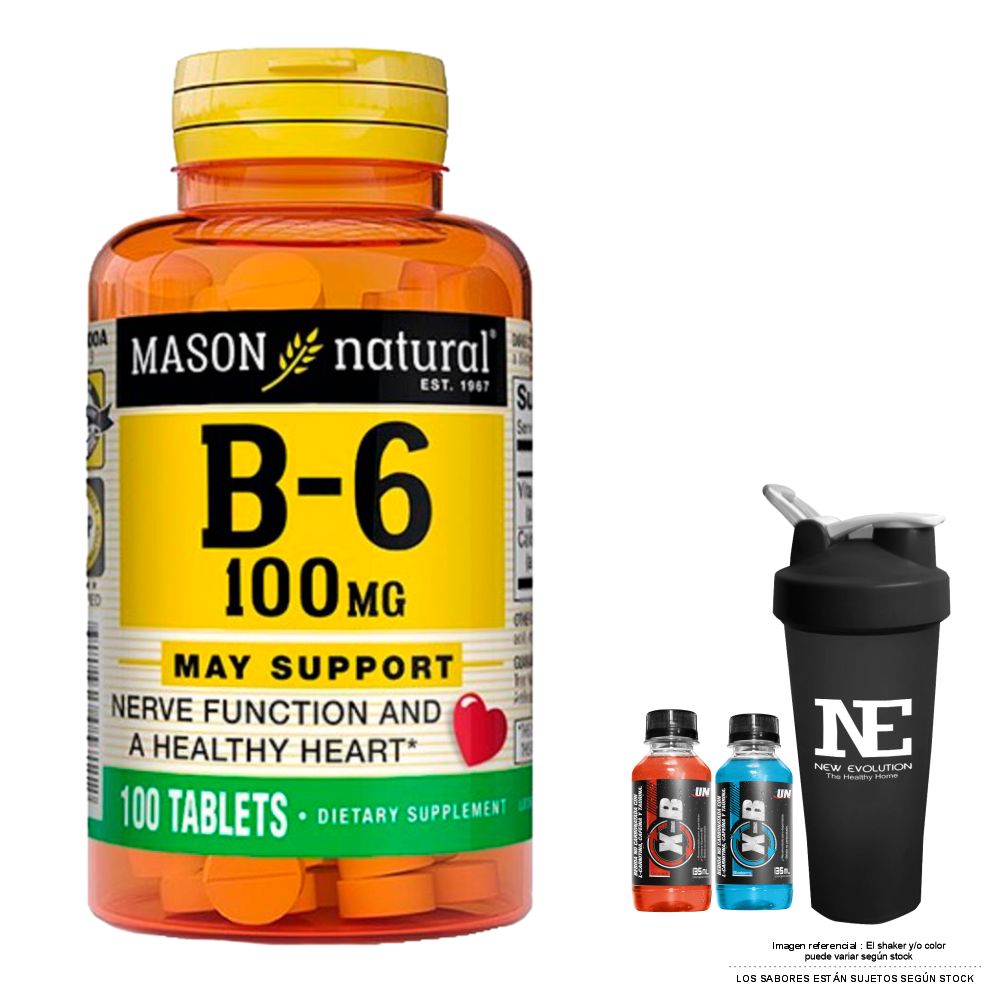 VITAMINAS MASON NATURAL - VITAMINA B-6 100 MG (100 TAB) + SHAKER - 1