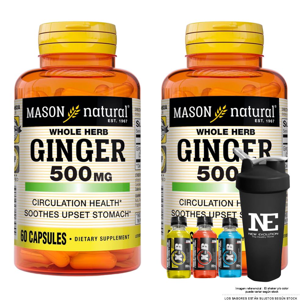 COMBO VITAMINAS MASON NATURAL - 2 GINGER (KION) 500 MG (60 CAP) + SHAKER - 1