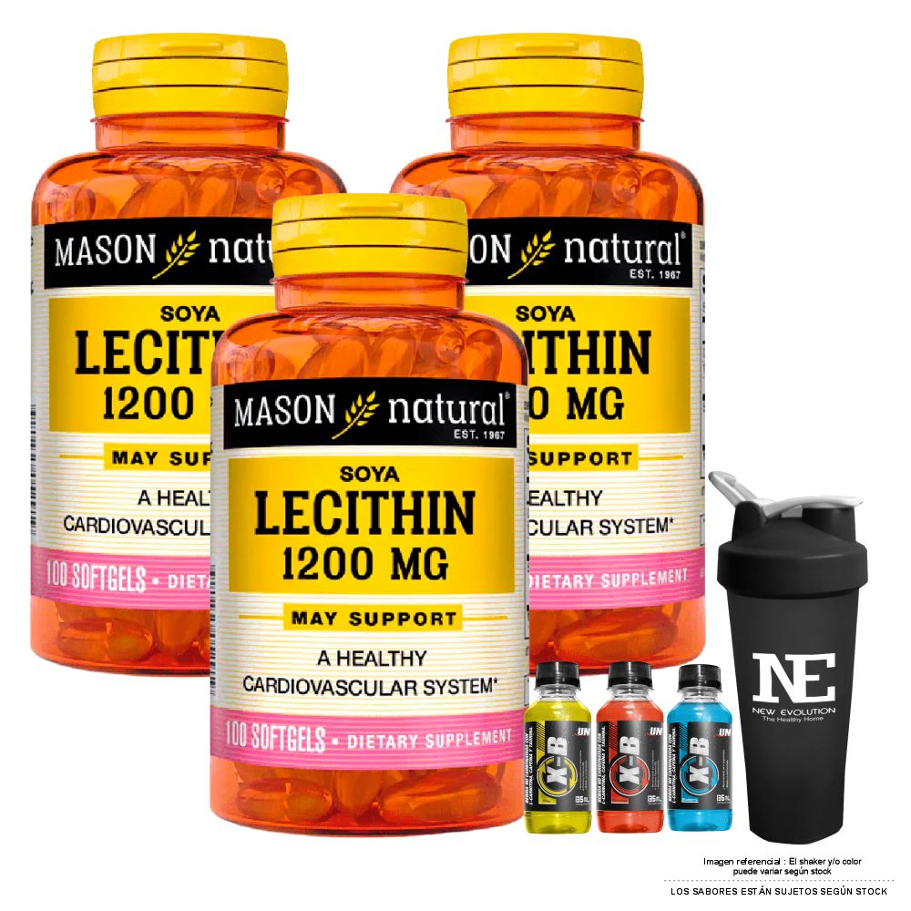 COMBO VITAMINAS MASON NATURAL - 3 LECITINA DE SOYA 1200 MG (100 SOFTG) + SHAKER - 1