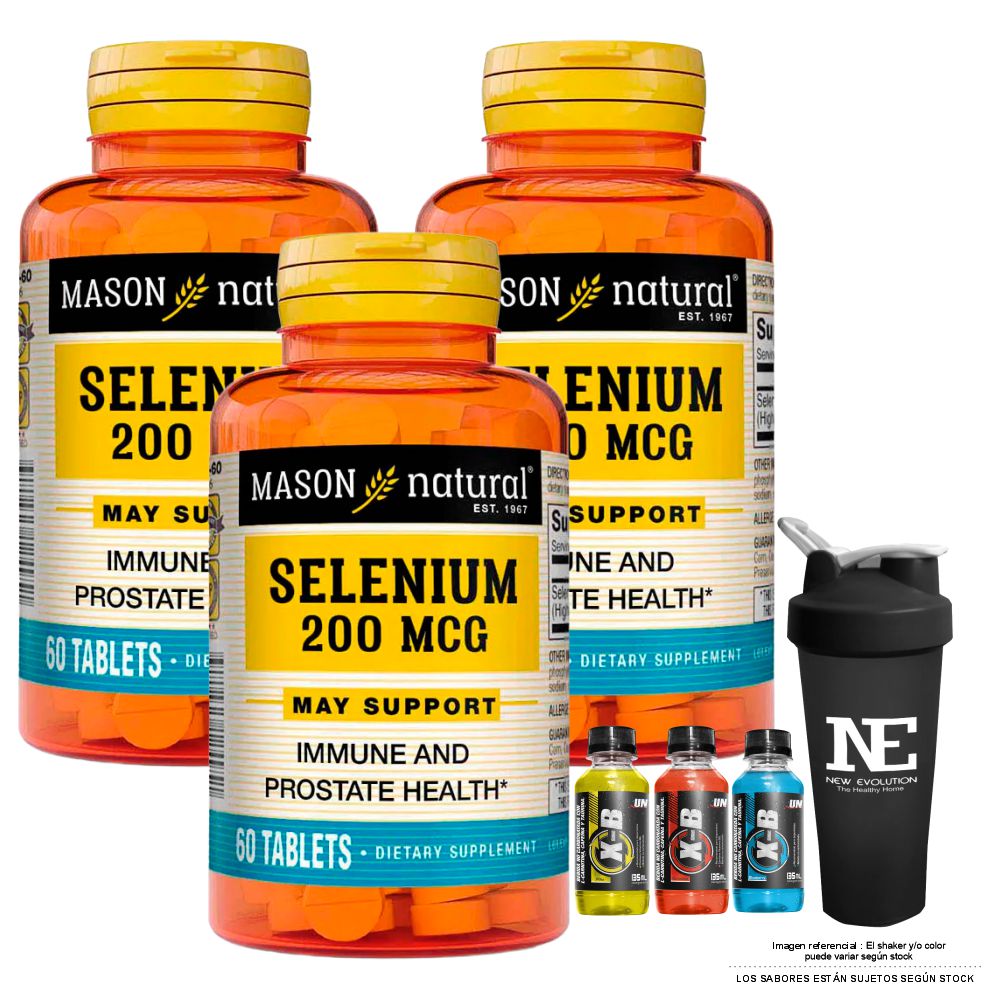 COMBO VITAMINAS MASON NATURAL - 3 SELENIO 200 MCG (60 TAB) + SHAKER - 1