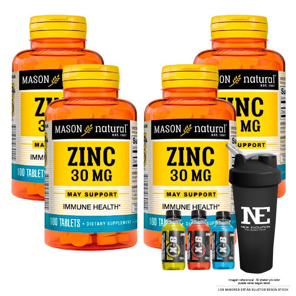 COMBO VITAMINAS MASON NATURAL - 4 ZINC 30 MG (100 TAB) + SHAKER - 1