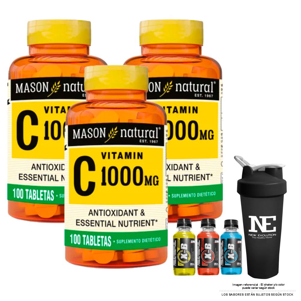 COMBO VITAMINAS MASON NATURAL - 3 VITAMINA C-1000 MG (100 TAB) + SHAKER - 1