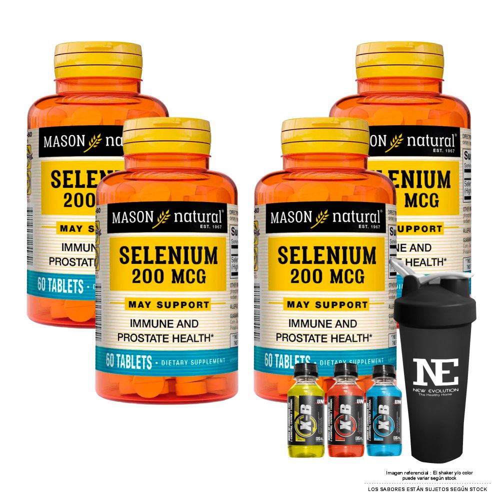 COMBO VITAMINAS MASON NATURAL - 4 SELENIO 200 MCG (60 TAB) + SHAKER - 1