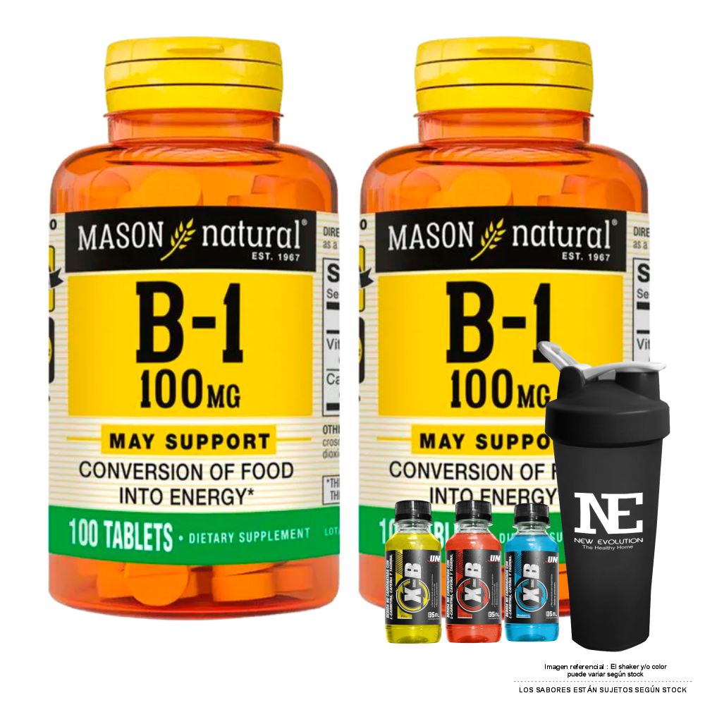 COMBO VITAMINAS MASON NATURAL - 2 VITAMINA B-1 100 MG (100 TAB) + SHAKER - 1