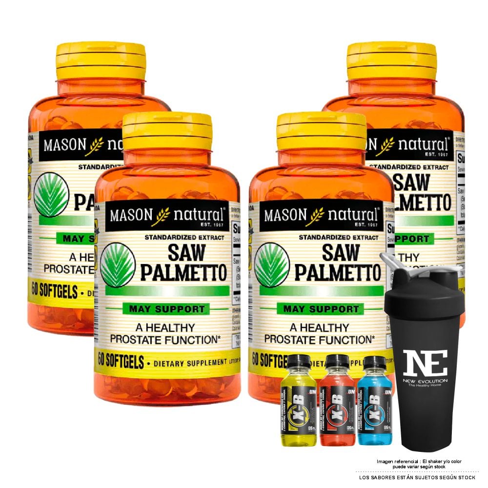 COMBO VITAMINAS MASON NATURAL - 4 SAW PALMETTO EXTRACTO ESTANDARIZADO 160 MG (60 SOFTG) + SHAKER - 1