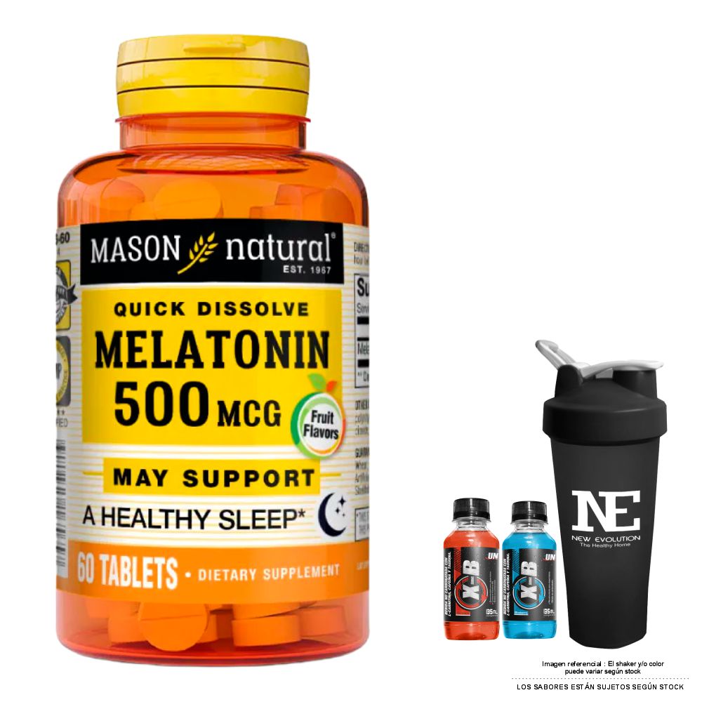 VITAMINAS MASON NATURAL - MELATONINA 500 MCG (60 TAB SUBLINGUAL) + SHAKER - 1