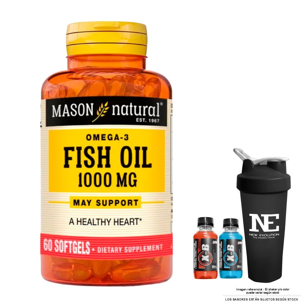 VITAMINAS MASON NATURAL - OMEGA 3 FISH OIL 1000 MG (60 SOFTG) + SHAKER - 1