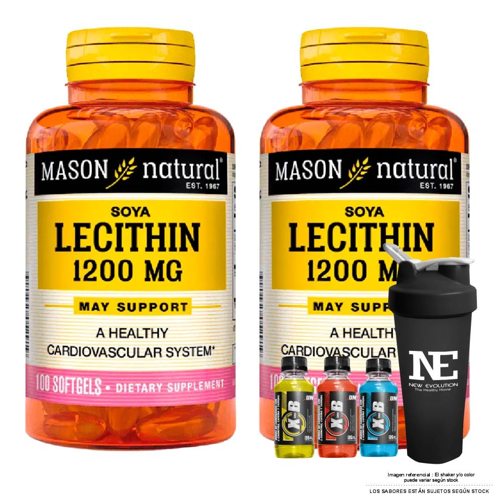 COMBO VITAMINAS MASON NATURAL - 2 LECITINA DE SOYA 1200 MG (100 SOFTG) + SHAKER - 1
