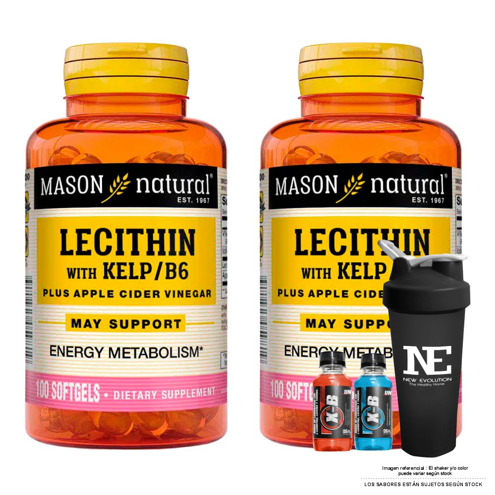 COMBO VITAMINAS MASON NATURAL - 2 LECITINA KELP B6 (100 SOFTG) + SHAKER - 1