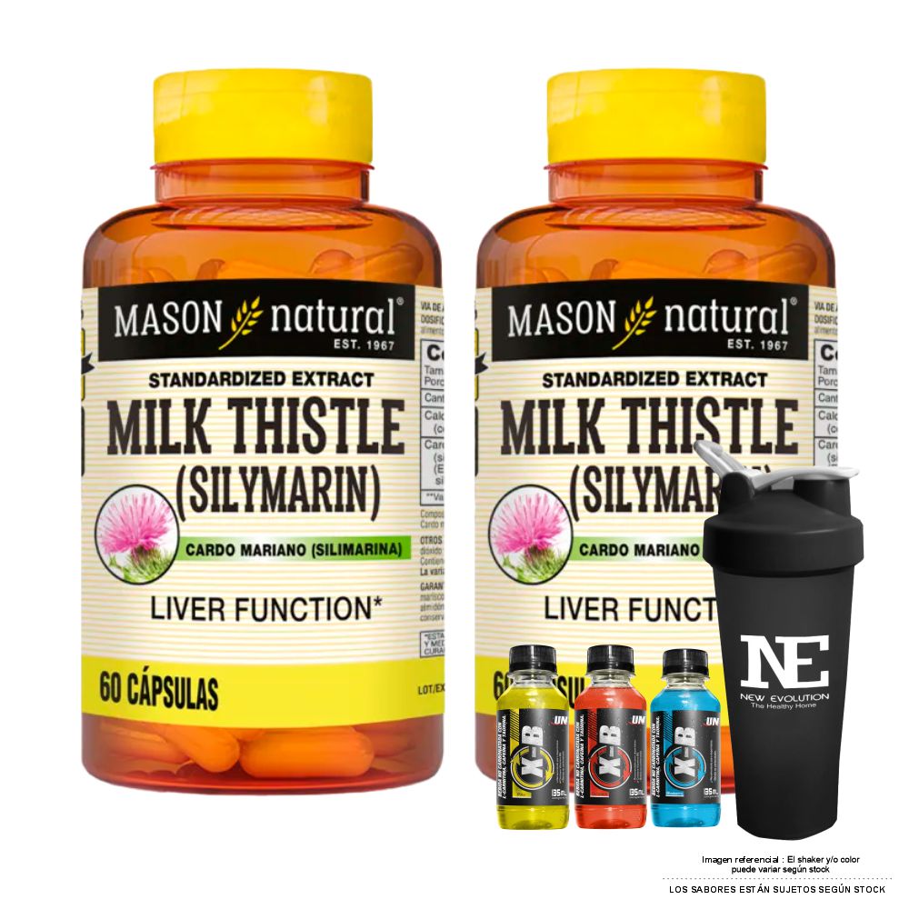 COMBO VITAMINAS MASON NATURAL - 2 SILIMARINA (MILK THISTLE) (60 CAP) + SHAKER - 1
