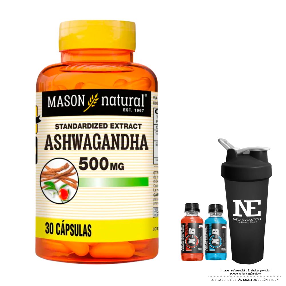 VITAMINAS MASON NATURAL - ASHWAGANDHA 500 MG (30 CAP) + SHAKER - 1