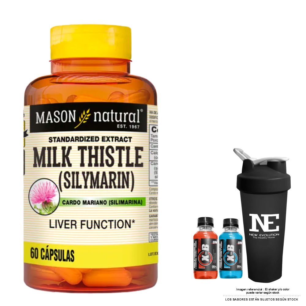 VITAMINAS MASON NATURAL - SILIMARINA (MILK THISTLE) (60 CAP) + SHAKER - 1