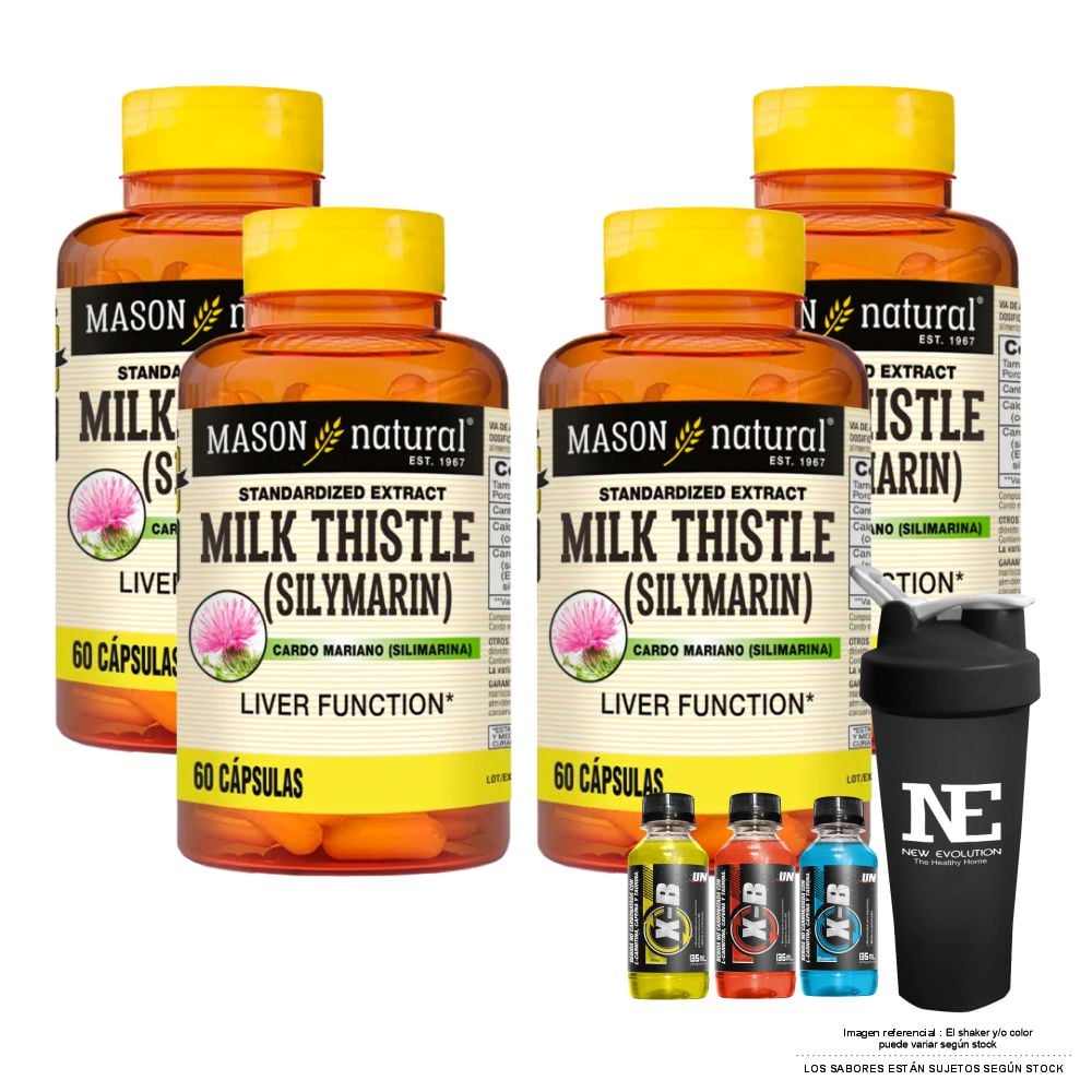 COMBO VITAMINAS MASON NATURAL - 4 SILIMARINA (MILK THISTLE) (60 CAP) + SHAKER - 1