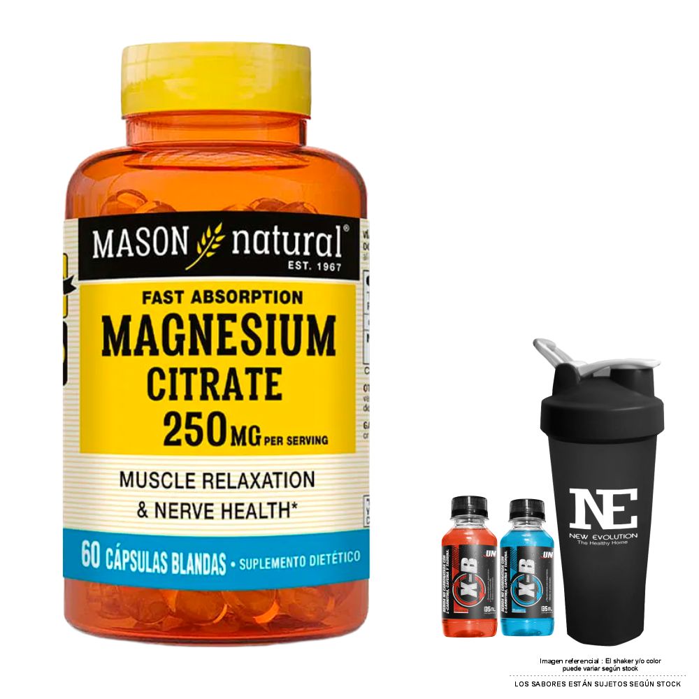 VITAMINAS MASON NATURAL - CITRATO DE MAGNESIO (60 SOFTG) + SHAKER - 1