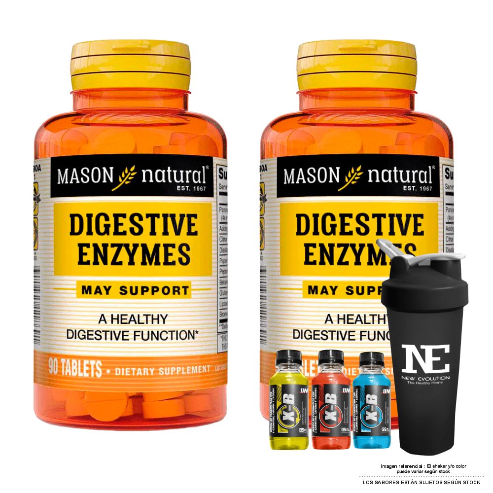 COMBO VITAMINAS MASON NATURAL - 2 ENZIMAS DIGESTIVAS (90 TAB) + SHAKER - 1