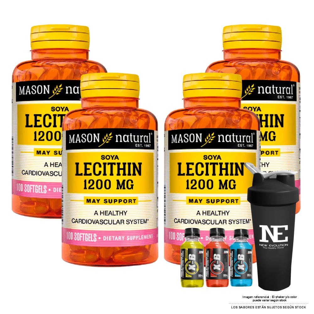 COMBO VITAMINAS MASON NATURAL - 4 LECITINA DE SOYA 1200 MG (100 SOFTG) + SHAKER - 1