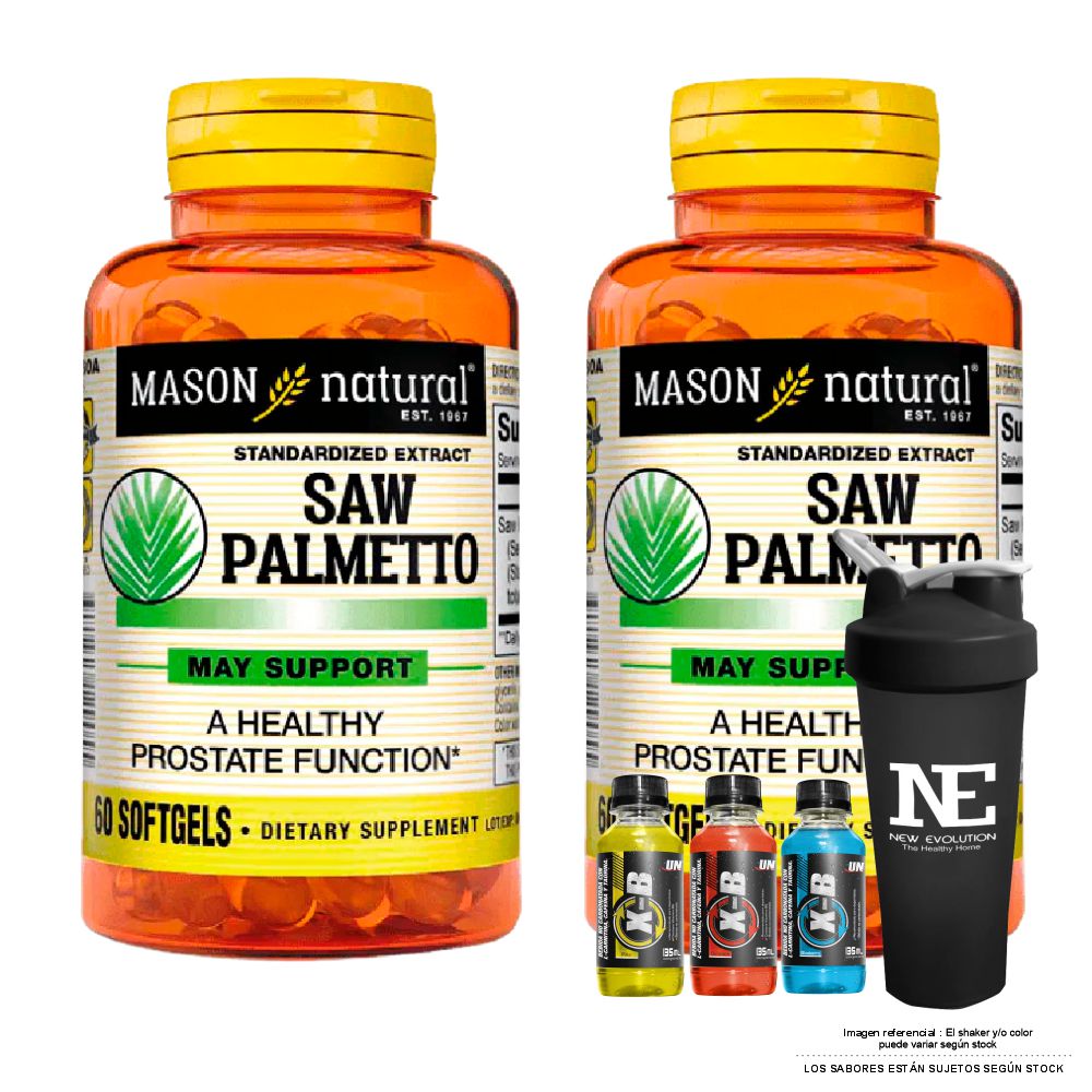 COMBO VITAMINAS MASON NATURAL - 2 SAW PALMETTO EXTRACTO ESTANDARIZADO 160 MG (60 SOFTG) + SHAKER - 1