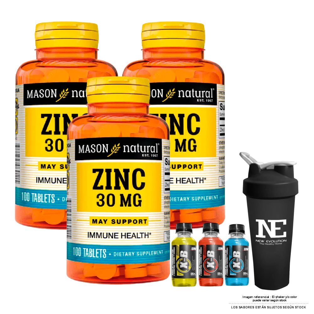 COMBO VITAMINAS MASON NATURAL - 3 ZINC 30 MG (100 TAB) + SHAKER - 1