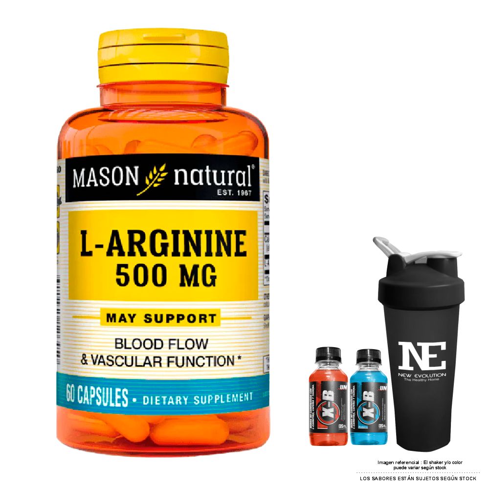 VITAMINAS MASON NATURAL - L-ARGININA 500 MG (60 CAP) + SHAKER - 1