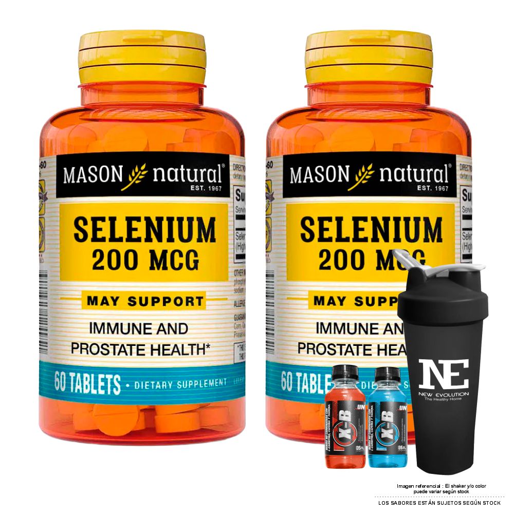 COMBO VITAMINAS MASON NATURAL - 2 SELENIO 200 MCG (60 TAB) + SHAKER - 1