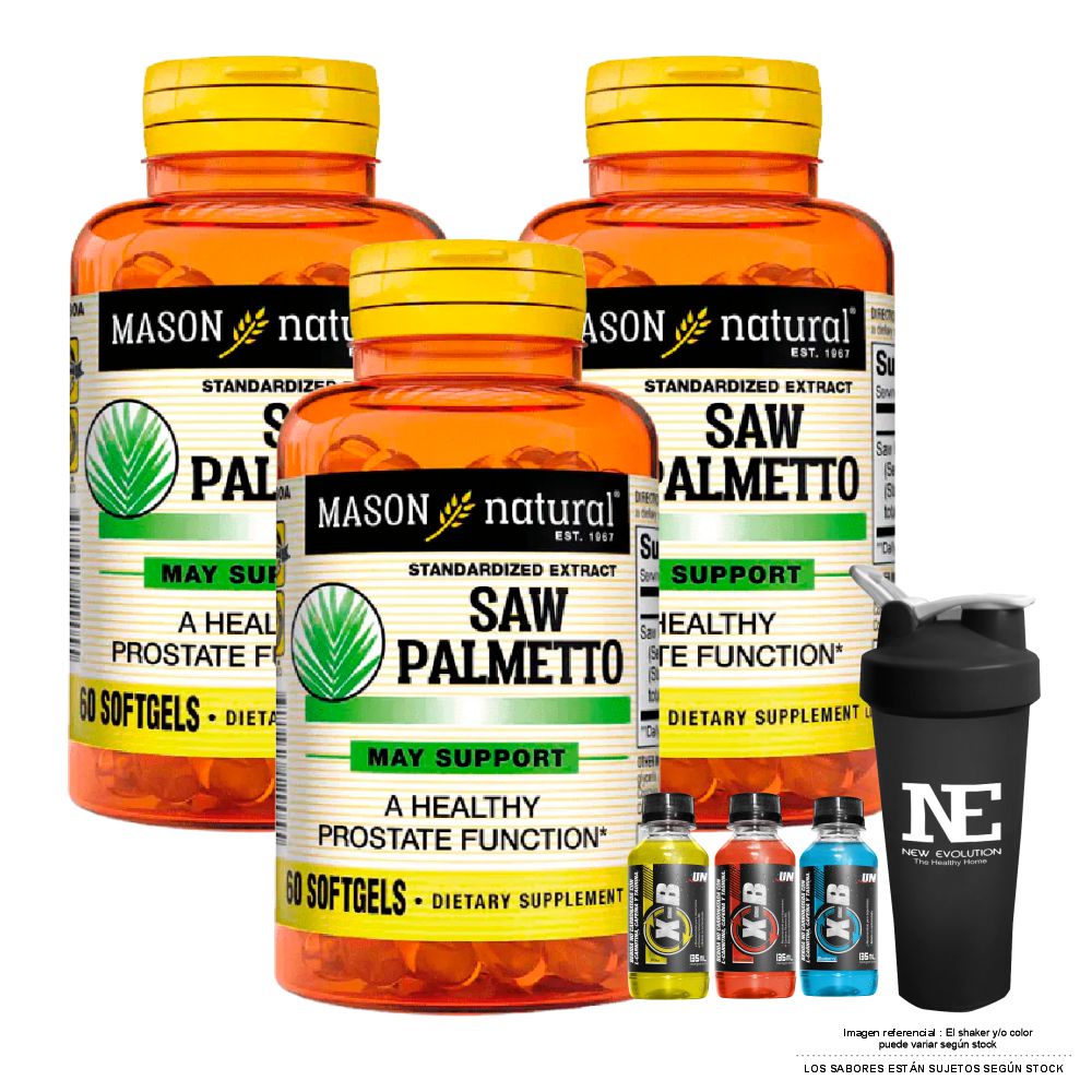 COMBO VITAMINAS MASON NATURAL - 3 SAW PALMETTO EXTRACTO ESTANDARIZADO 160 MG (60 SOFTG) + SHAKER - 1